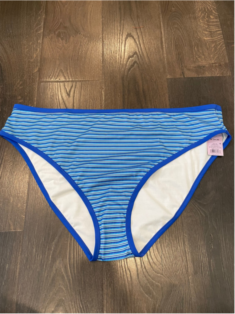 Women's Wild Fable Bikini Bottoms 3X Blue White Striped High Leg NWT